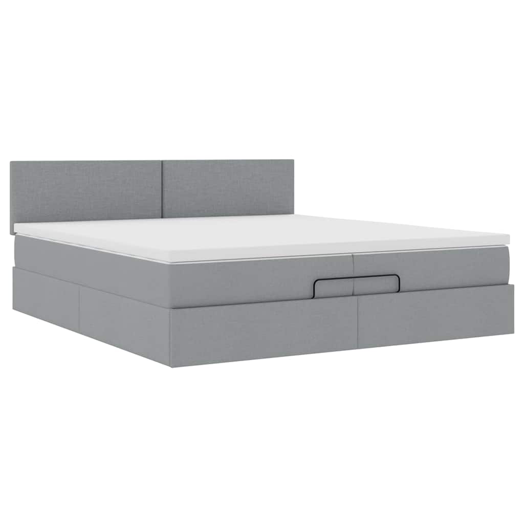 Struttura Letto Pouf con Materasso 200x200 cm in Tessuto | homemem39