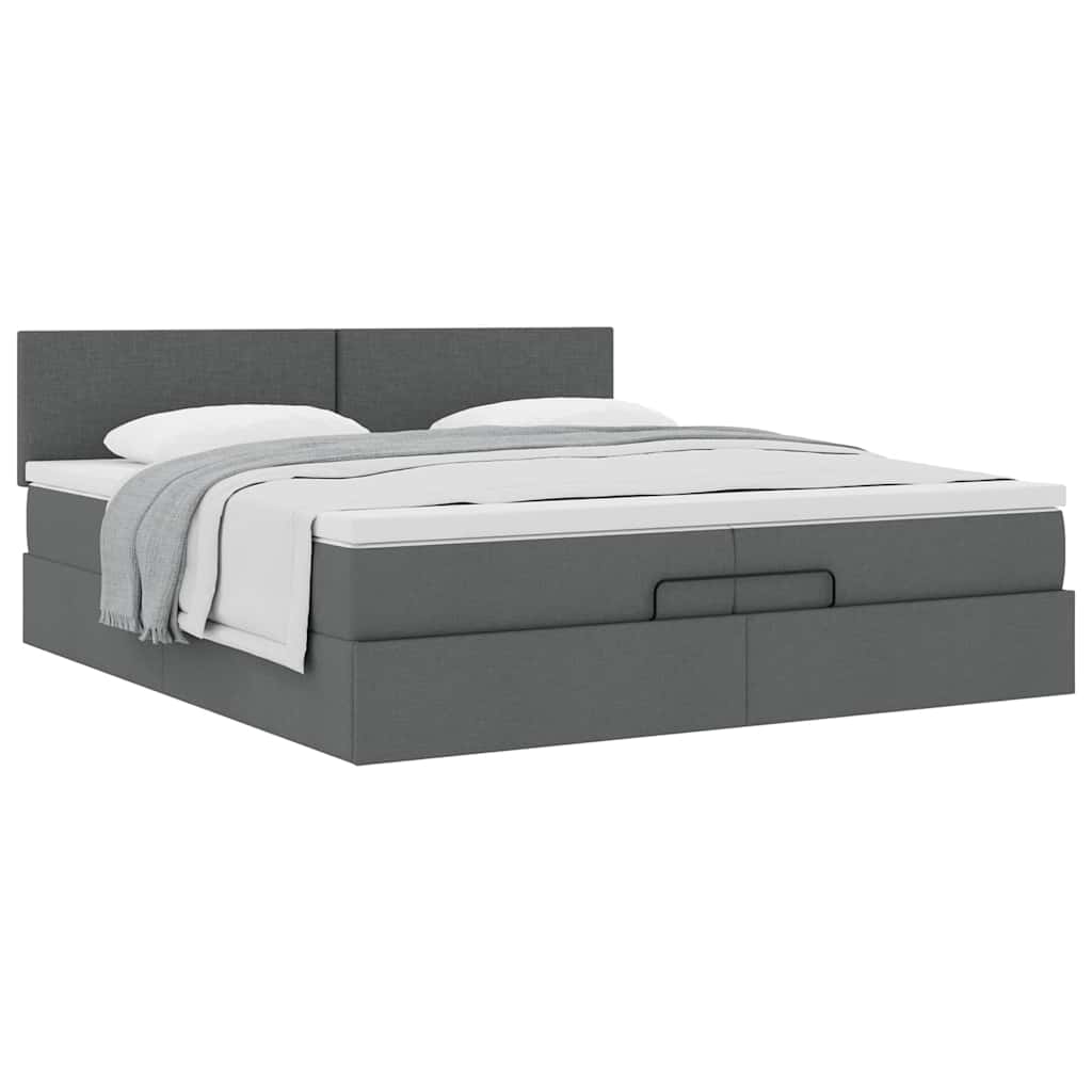 Struttura Letto Pouf con Materasso 200x200 cm in Tessuto | homemem39