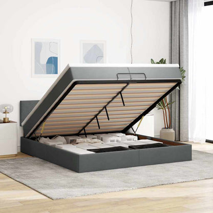 Struttura Letto Pouf con Materasso 200x200 cm in Tessuto | homemem39