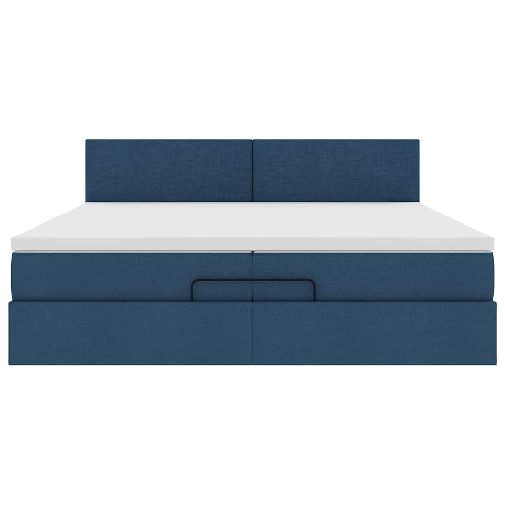 Struttura Letto Pouf con Materasso Blu 200x200 cm in Tessuto | homemem39