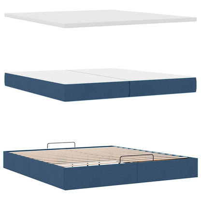 Struttura Letto Pouf con Materasso Blu 200x200 cm in Tessuto | homemem39