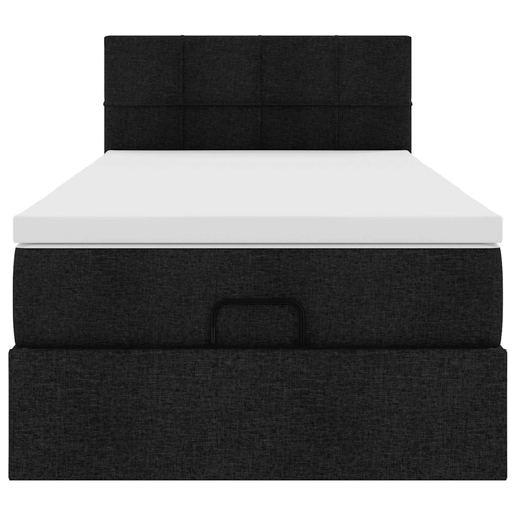 Struttura Letto Pouf con Materasso Nero 80x200 cm in Tessuto