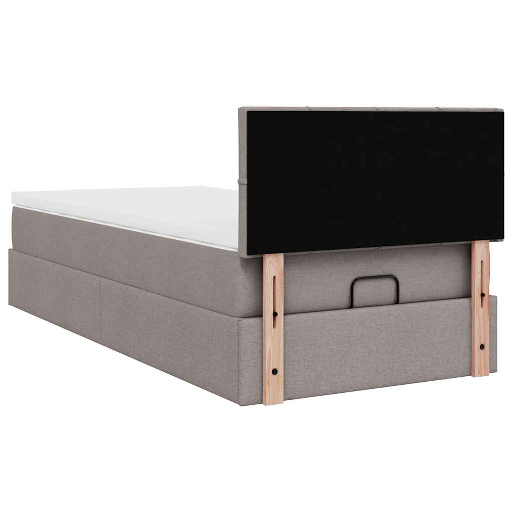Struttura Letto Pouf con Materasso Tortora 80x200 cm in Tessuto