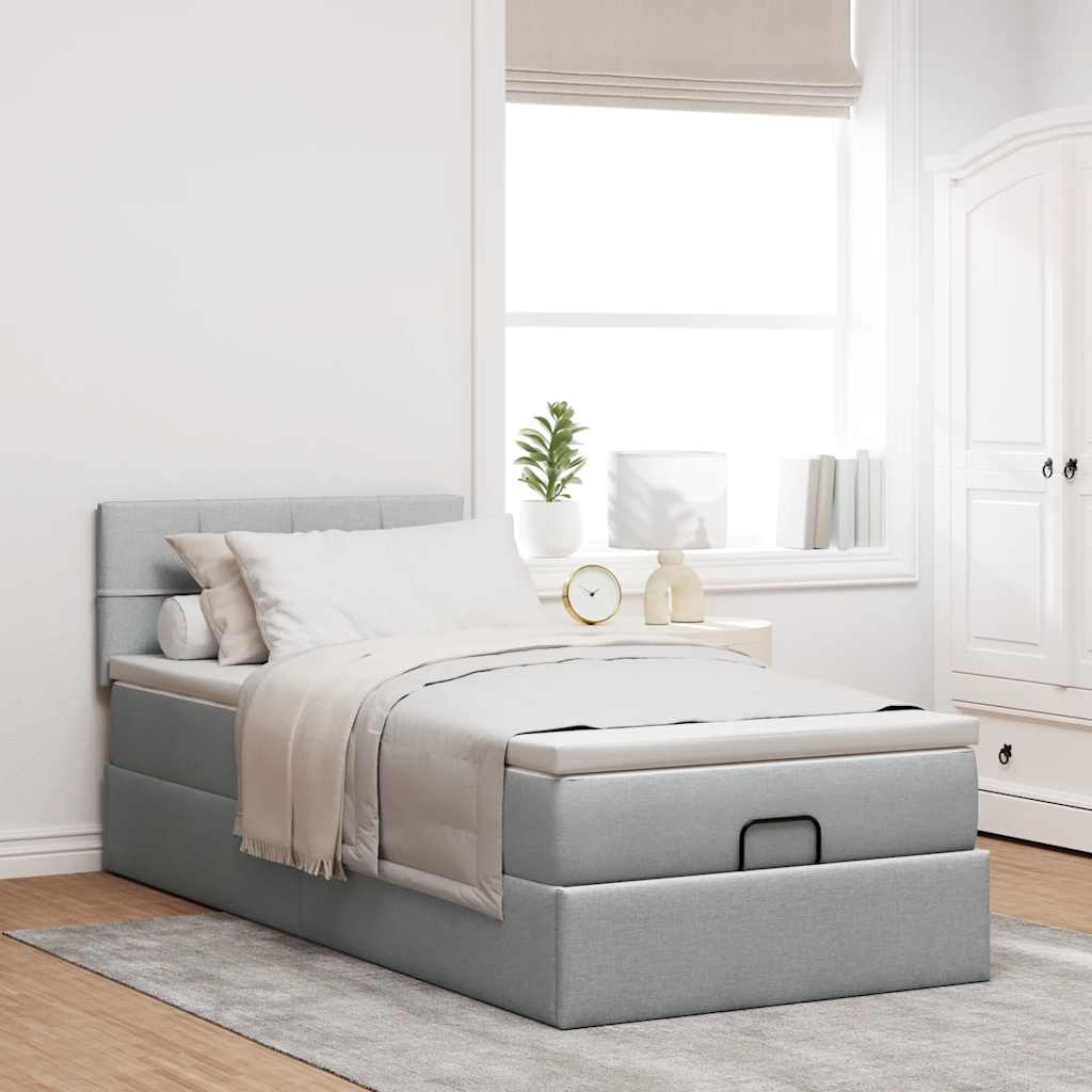 Struttura Letto Pouf con Materasso 90x190 cm in Tessuto