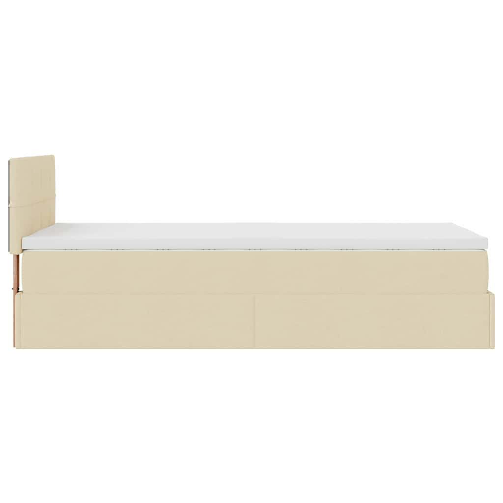 Struttura Letto Pouf con Materasso Crema 90x190 cm in Tessuto