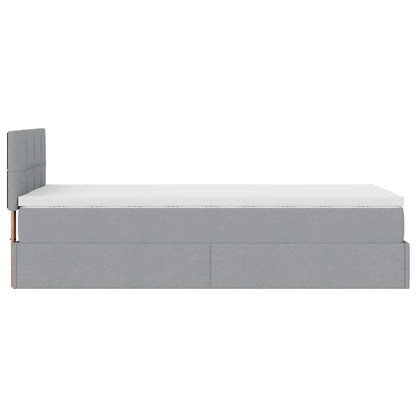 Pouf Letto con Materasso Grigio Chiaro 90x200 cm in Tessuto