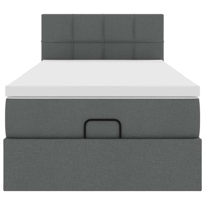 Pouf Letto con Materasso Grigio Scuro 90x200 cm in Tessuto