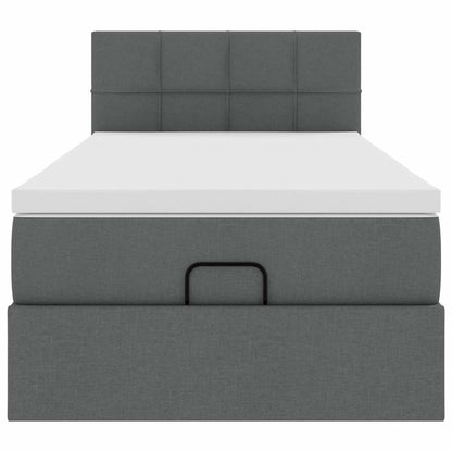 Pouf Letto con Materasso Grigio Scuro 90x200 cm in Tessuto