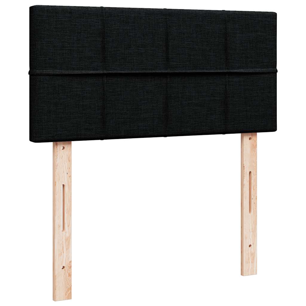 Pouf Letto con Materasso Nero 90x200 cm in Tessuto