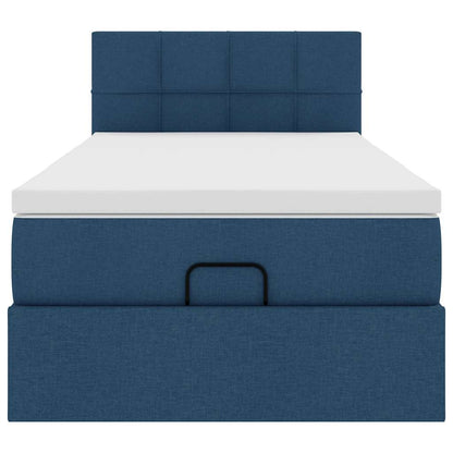 Pouf Letto con Materasso Blu 90x200 cm in Tessuto