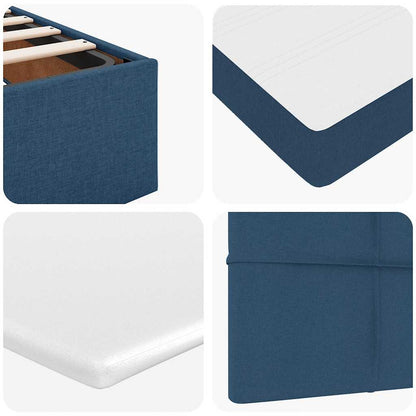 Pouf Letto con Materasso Blu 90x200 cm in Tessuto