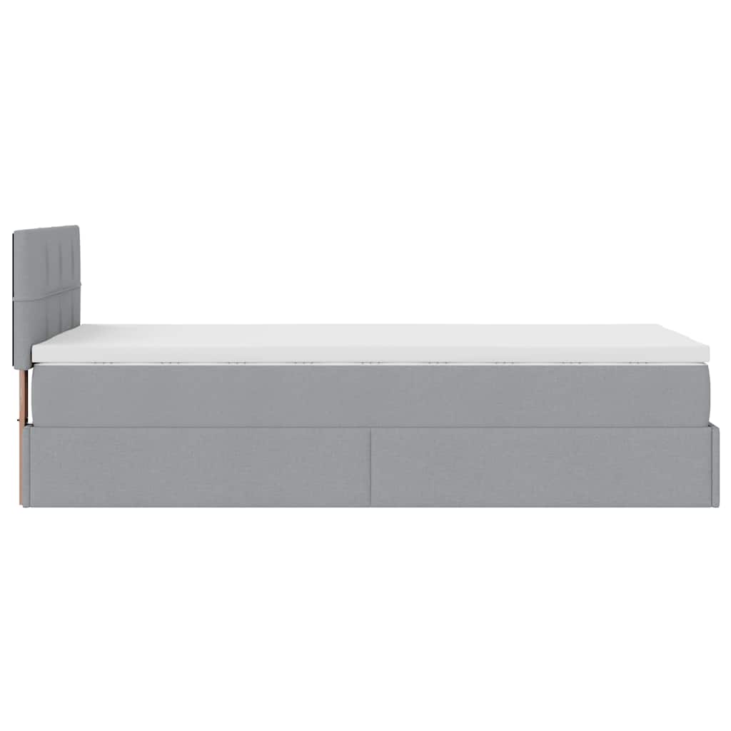 Pouf Letto con Materasso Grigio Chiaro 100x200 cm in Tessuto