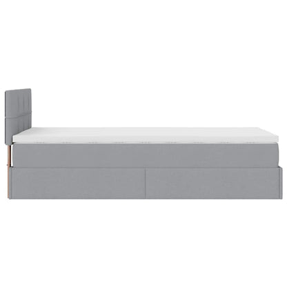 Pouf Letto con Materasso Grigio Chiaro 100x200 cm in Tessuto
