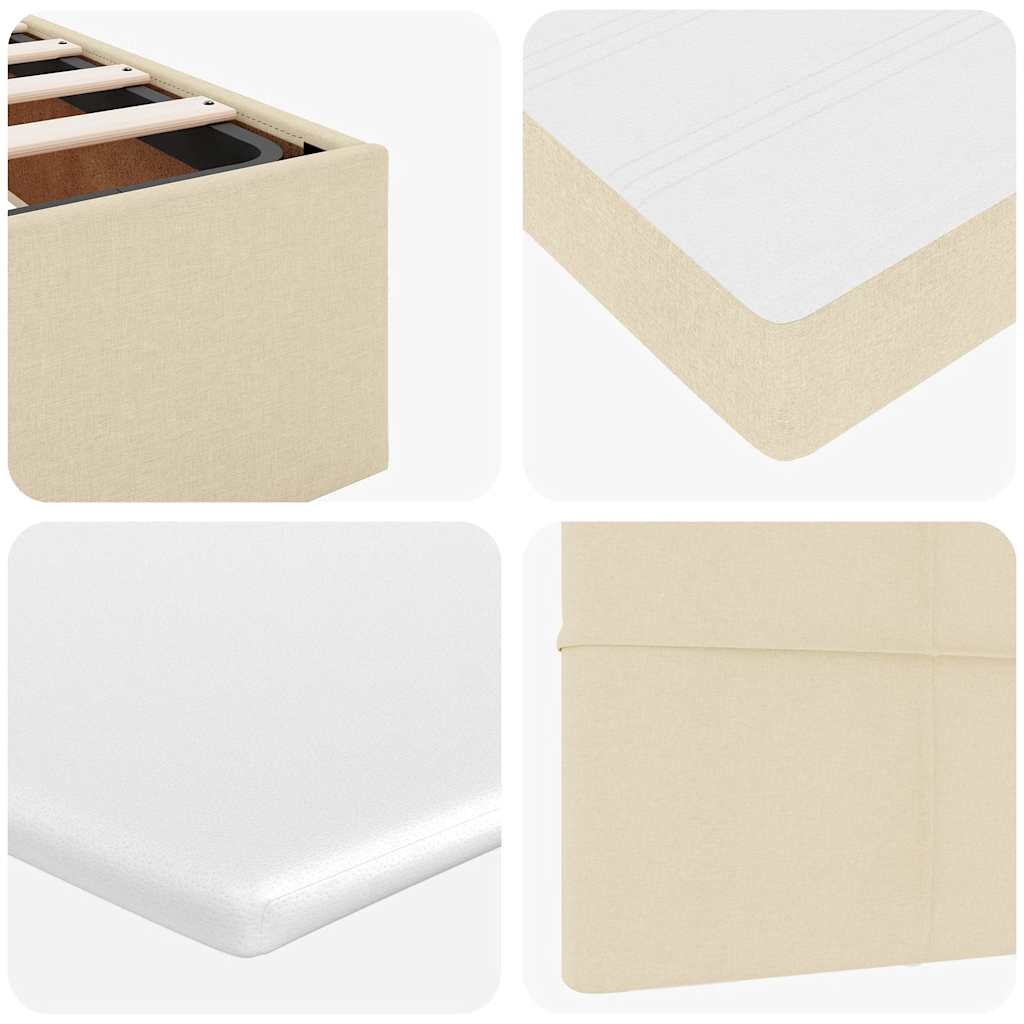 Pouf Letto con Materasso Crema 100x200 cm in Tessuto