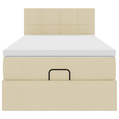 Pouf Letto con Materasso Crema 100x200 cm in Tessuto