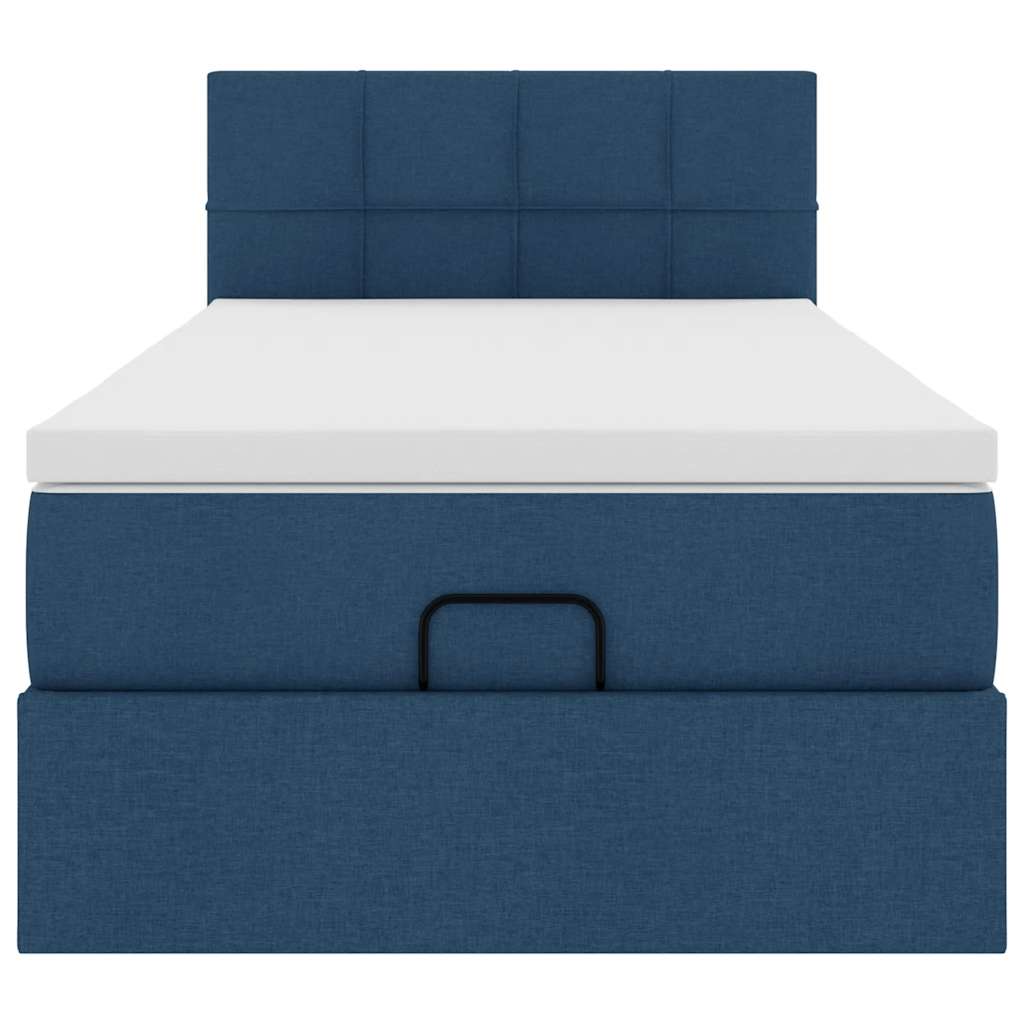 Pouf Letto con Materasso Blu 100x200 cm in Tessuto