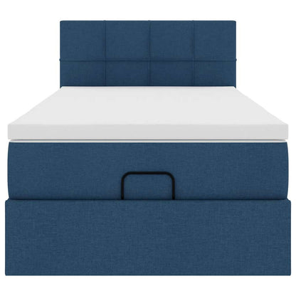 Pouf Letto con Materasso Blu 100x200 cm in Tessuto