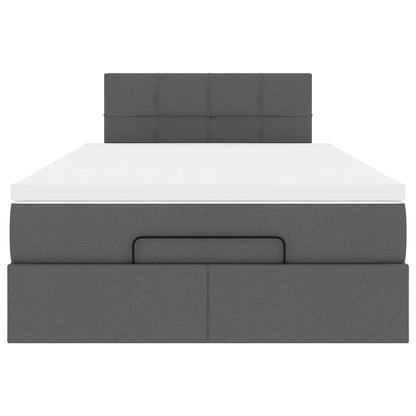 Pouf Letto con Materasso Grigio Scuro 120x190 cm in Tessuto