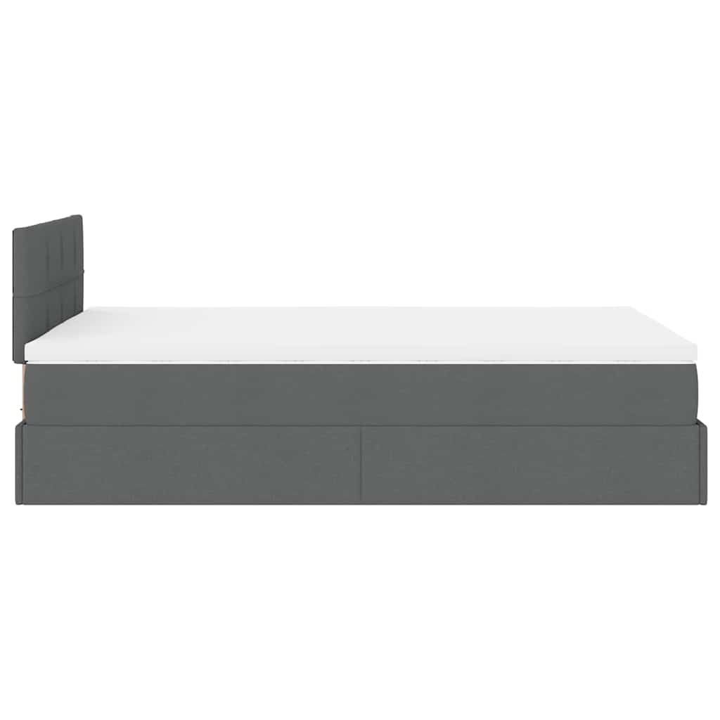 Pouf Letto con Materasso Grigio Scuro 120x190 cm in Tessuto