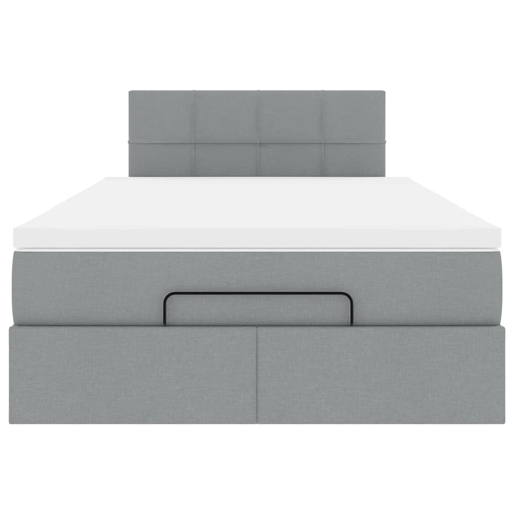 Pouf Letto con Materasso Grigio Chiaro 120x200 cm in Tessuto