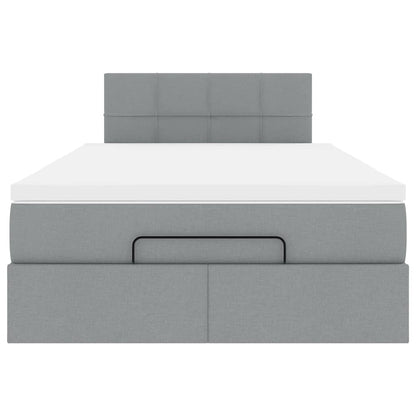 Pouf Letto con Materasso Grigio Chiaro 120x200 cm in Tessuto