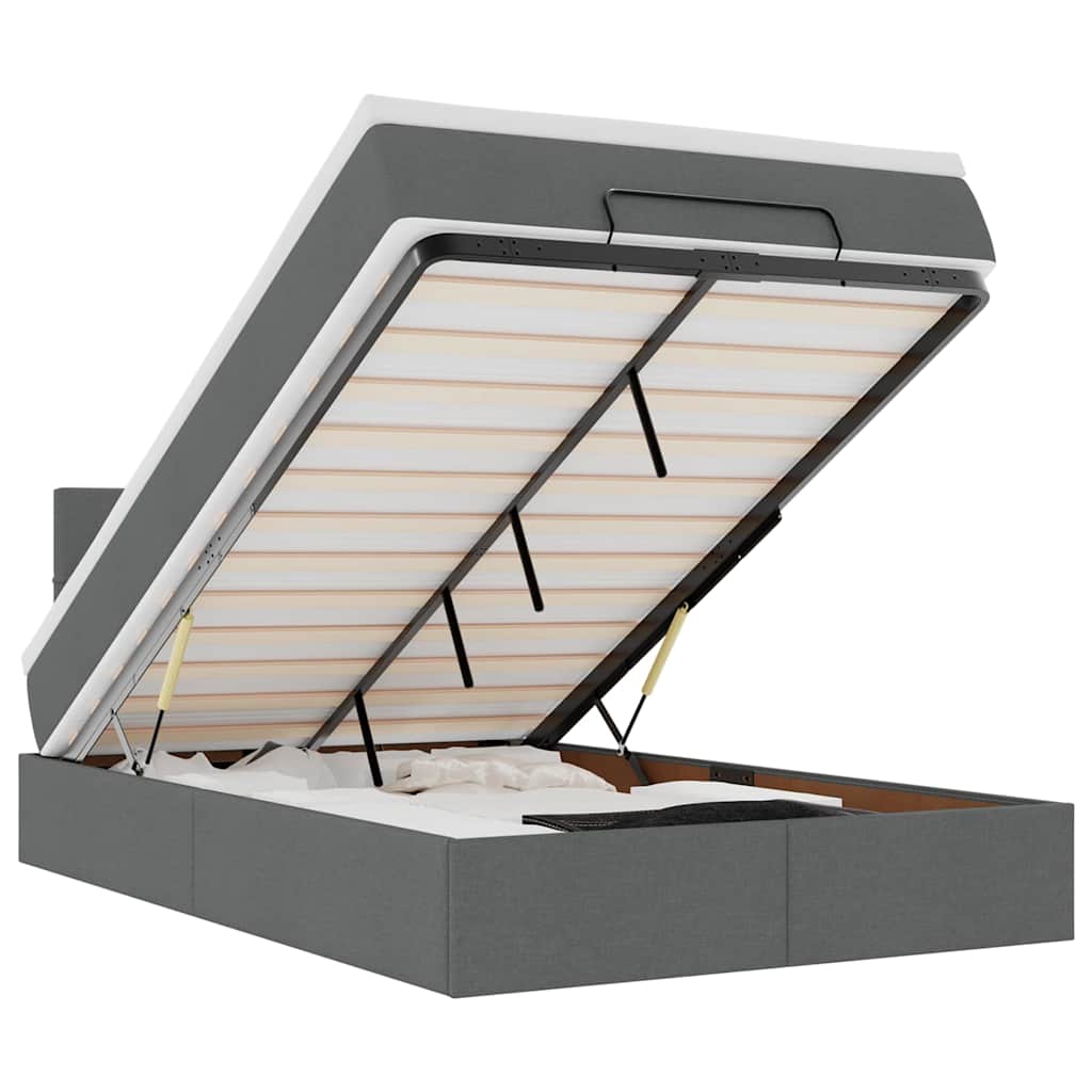 Pouf Letto con Materasso Grigio Scuro 120x200 cm in Tessuto - homemem39