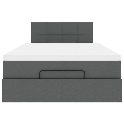 Pouf Letto con Materasso Grigio Scuro 120x200 cm in Tessuto