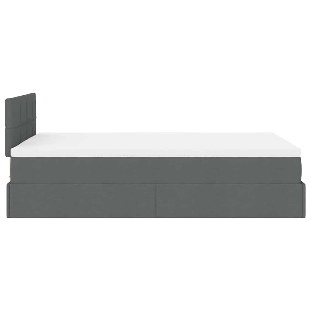 Pouf Letto con Materasso Grigio Scuro 120x200 cm in Tessuto