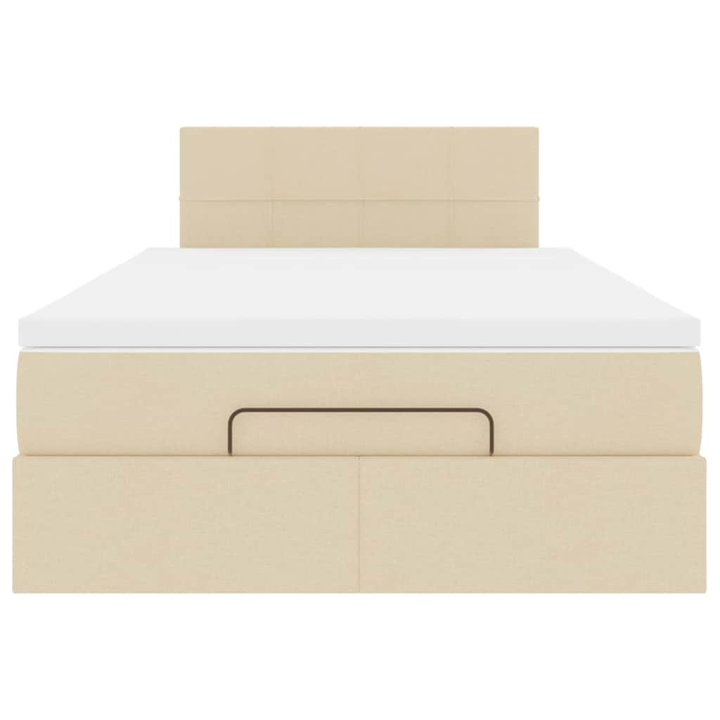 Struttura Letto Pouf con Materasso Crema 120x200 cm in Tessuto