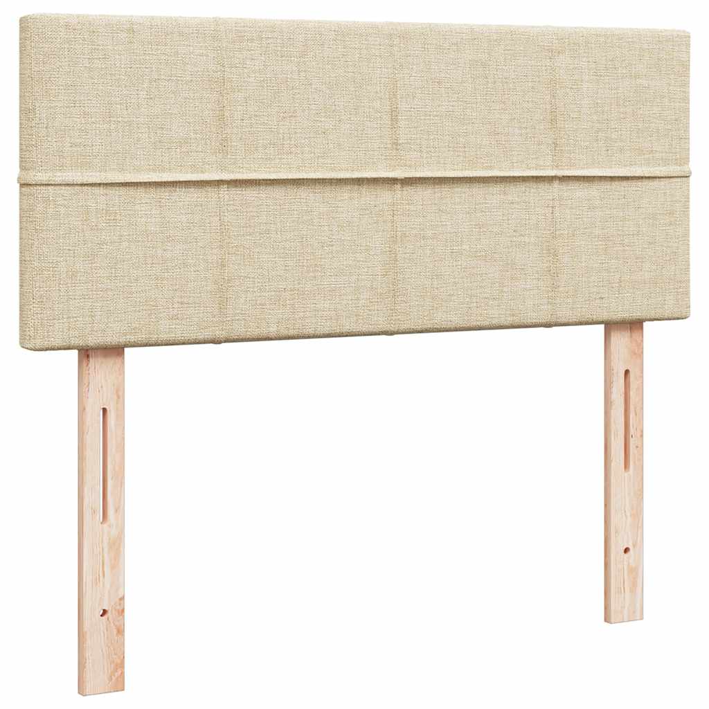 Struttura Letto Pouf con Materasso Crema 120x200 cm in Tessuto