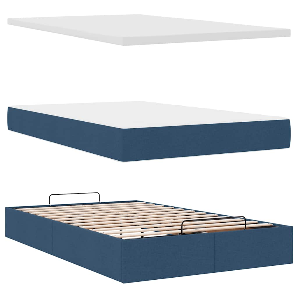 Pouf Letto con Materasso Blu 120x200 cm in Tessuto | homemem39