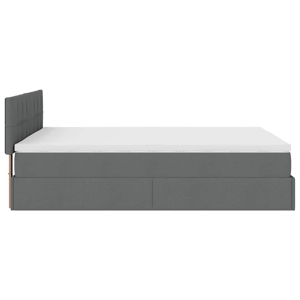 Pouf Letto con Materasso Grigio Scuro 140x190 cm in Tessuto