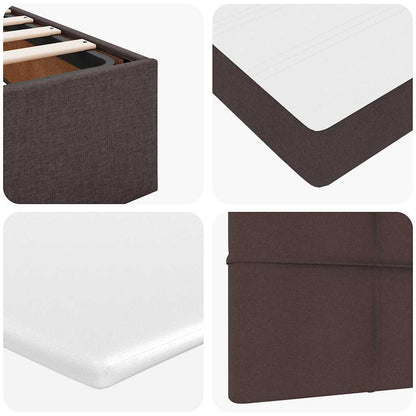 Pouf Letto con Materasso Marrone Scuro 140x190 cm in Tessuto