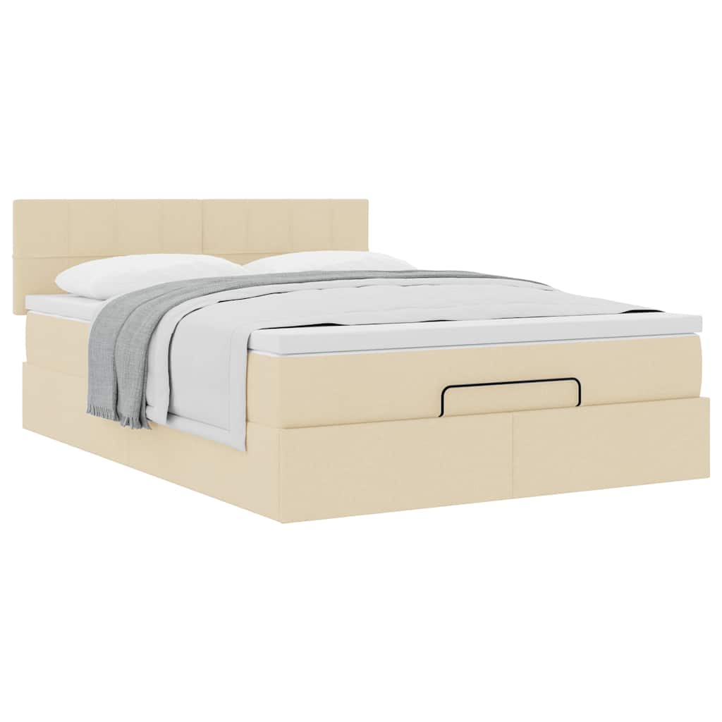 Pouf Letto con Materasso Crema 140x200 cm in Tessuto | homemem39