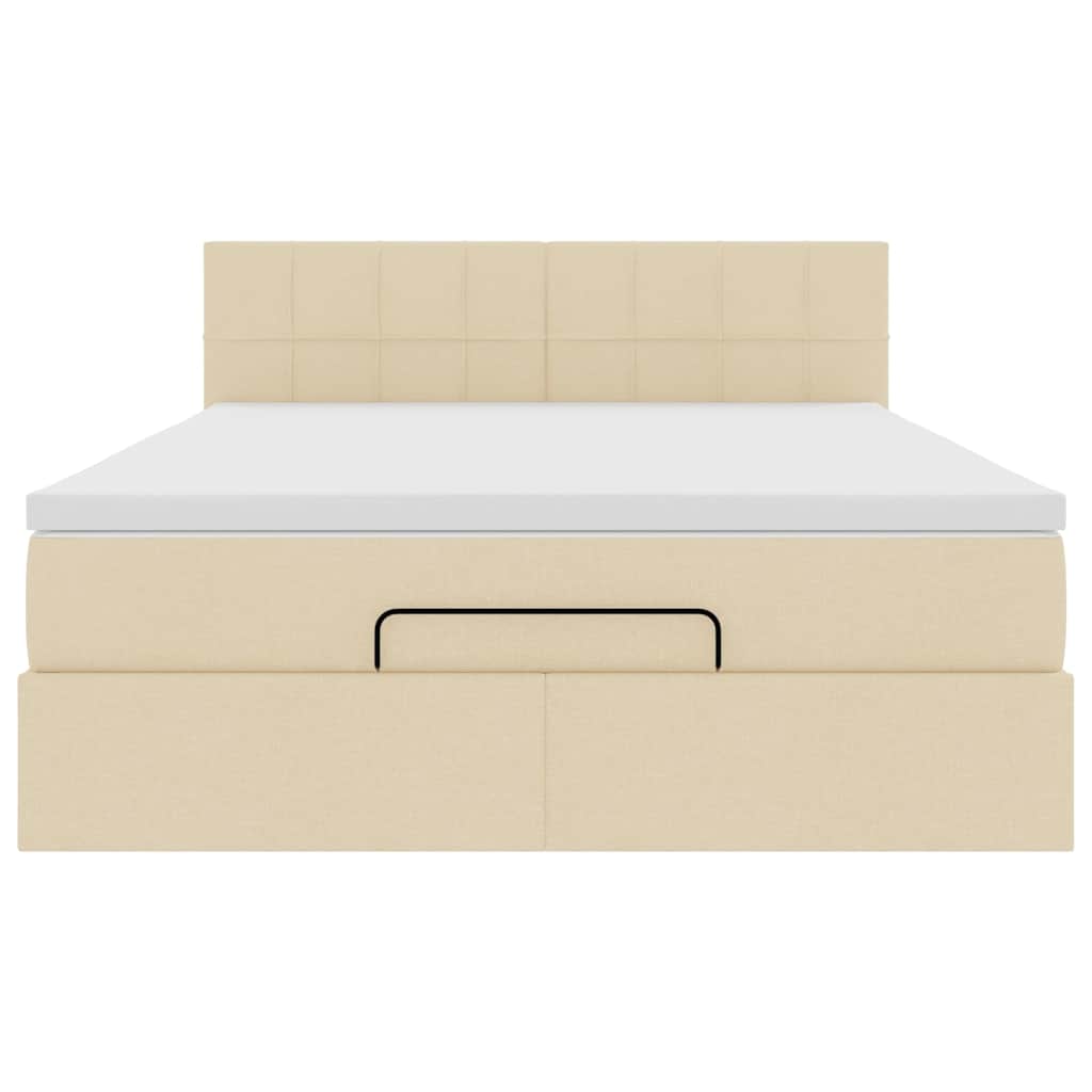 Pouf Letto con Materasso Crema 140x200 cm in Tessuto | homemem39