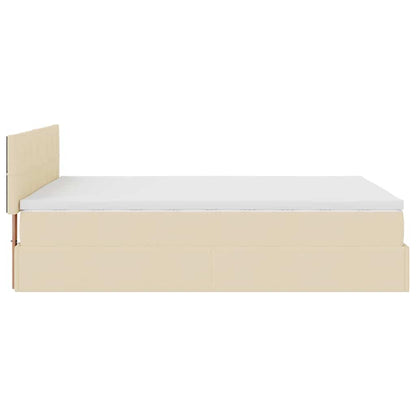 Pouf Letto con Materasso Crema 140x200 cm in Tessuto | homemem39