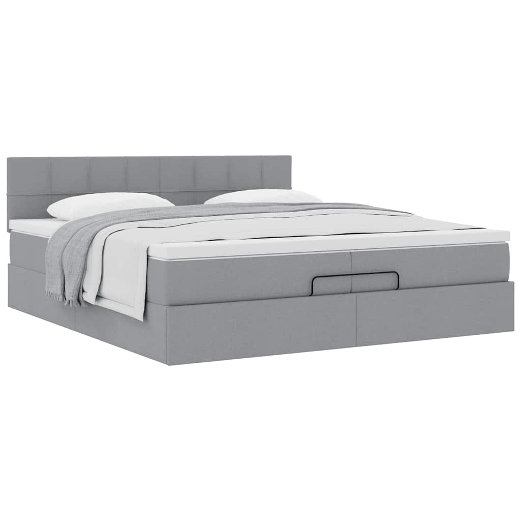 Struttura Letto Pouf con Materasso 200x200 cm in Tessuto | homemem39