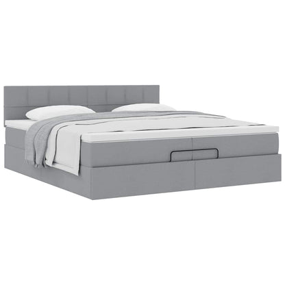 Struttura Letto Pouf con Materasso 200x200 cm in Tessuto | homemem39