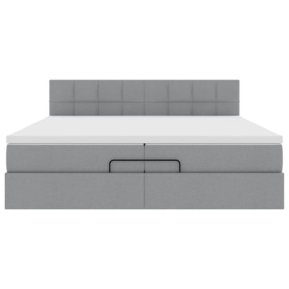 Struttura Letto Pouf con Materasso 200x200 cm in Tessuto