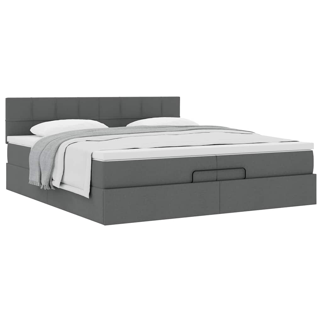 Struttura Letto Pouf con Materasso 200x200 cm in Tessuto | homemem39