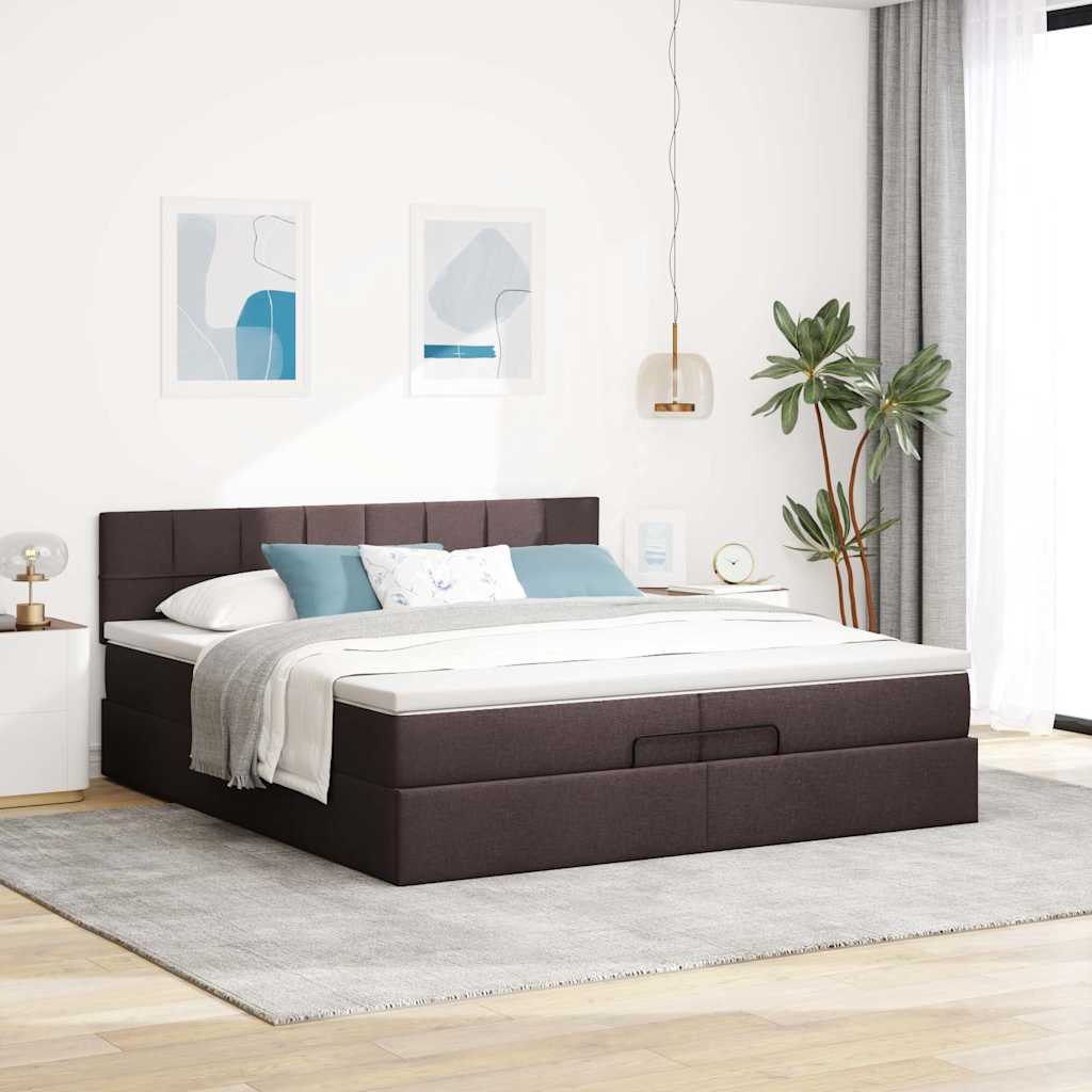 Struttura Letto Pouf con Materasso 200x200 cm in Tessuto | homemem39