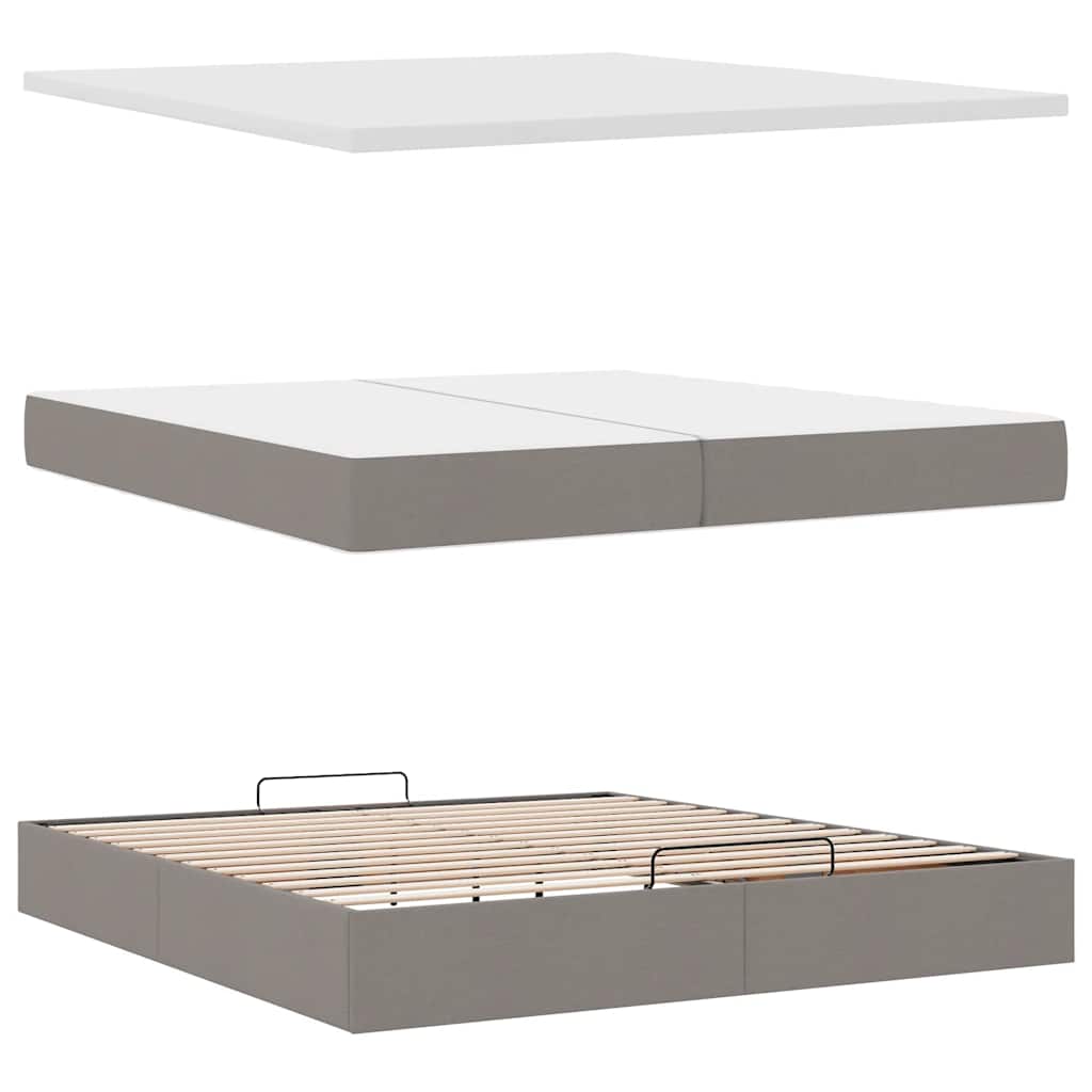 Struttura Letto Pouf con Materasso Tortora 200x200 cm Tessuto | homemem39