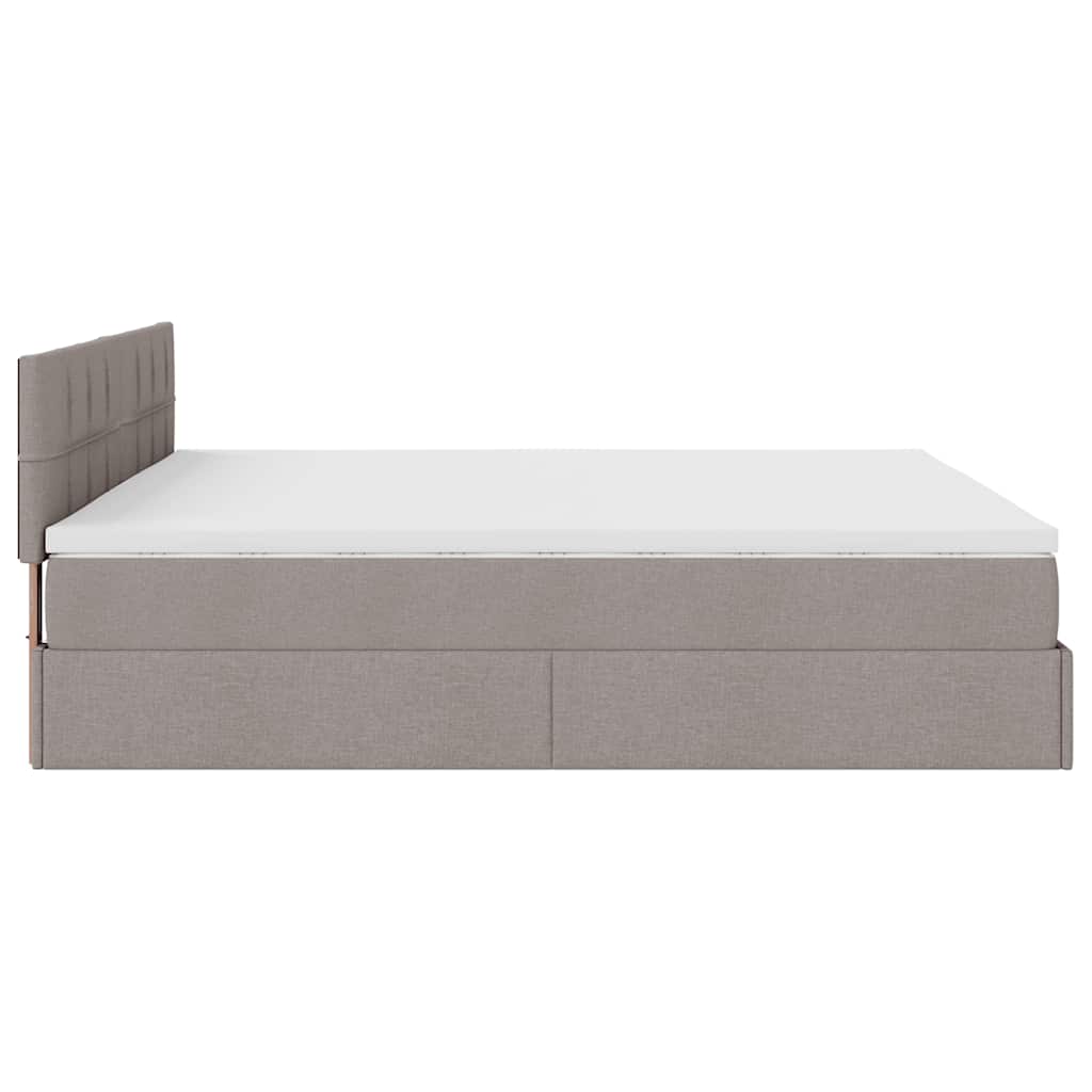 Struttura Letto Pouf con Materasso Tortora 200x200 cm Tessuto | homemem39