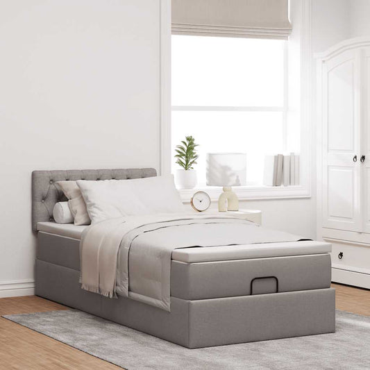 Struttura Letto Pouf con Materasso Tortora 80x200 cm in Tessuto | homemem39