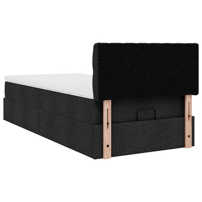 Struttura Letto Pouf con Materasso Nero 90x190 cm in Tessuto | homemem39