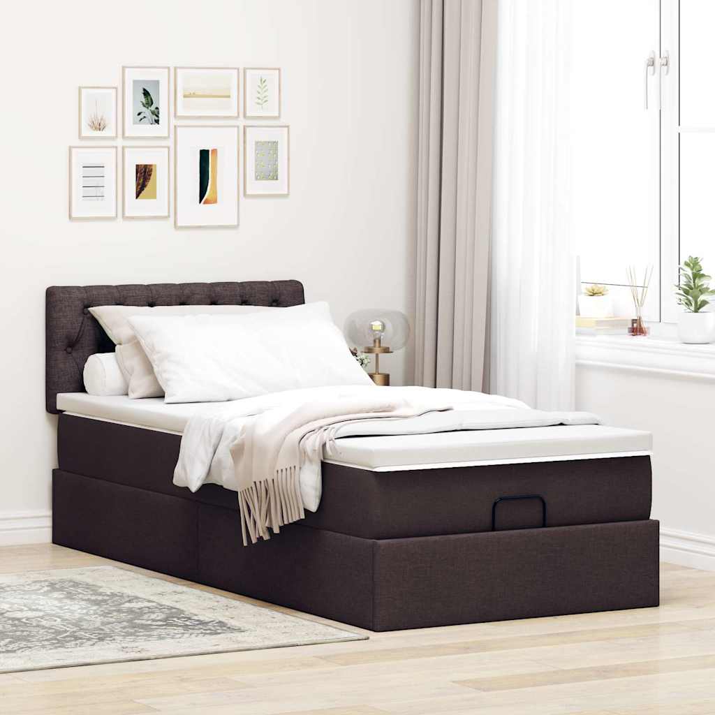 Struttura Letto Pouf con Materasso 90x190 cm in Tessuto | homemem39
