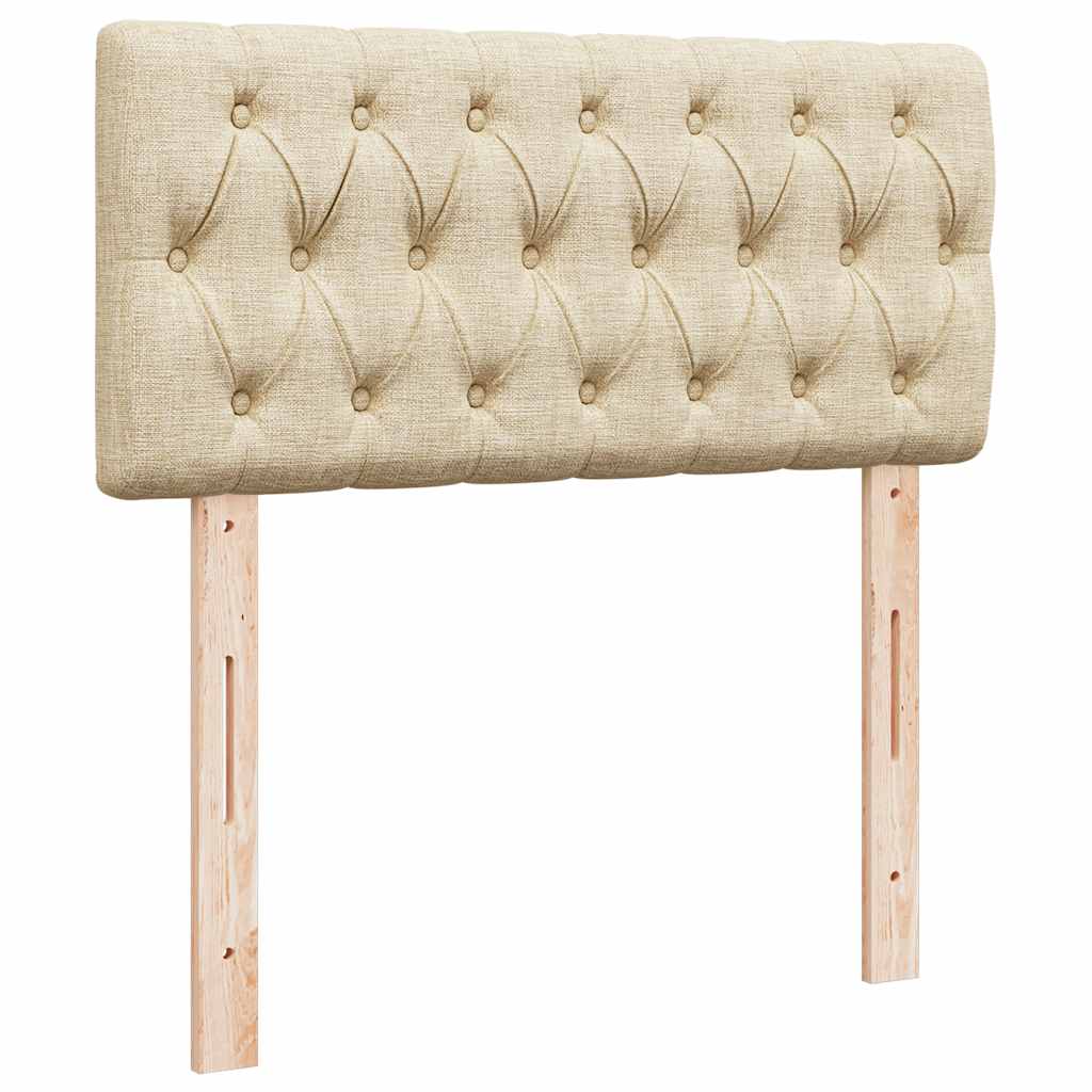 Struttura Letto Pouf con Materasso Crema 90x190 cm in Tessuto