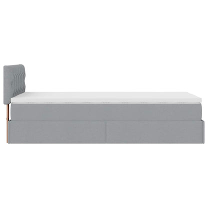 Pouf Letto con Materasso Grigio Chiaro 90x200 cm in Tessuto