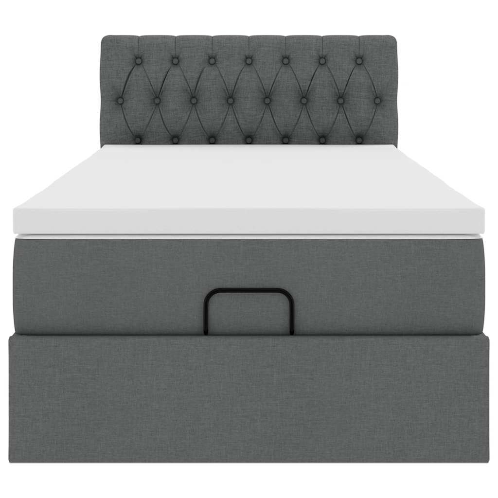 Pouf Letto con Materasso Grigio Scuro 90x200 cm in Tessuto