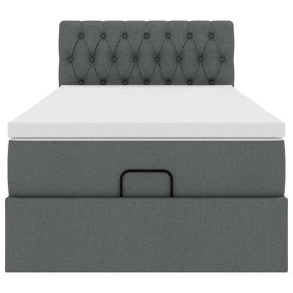 Pouf Letto con Materasso Grigio Scuro 90x200 cm in Tessuto